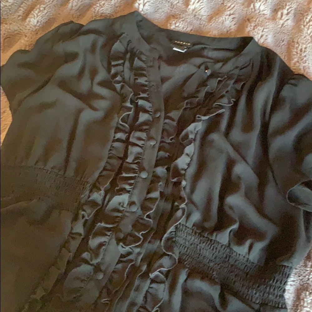 Black dress top with ruffle